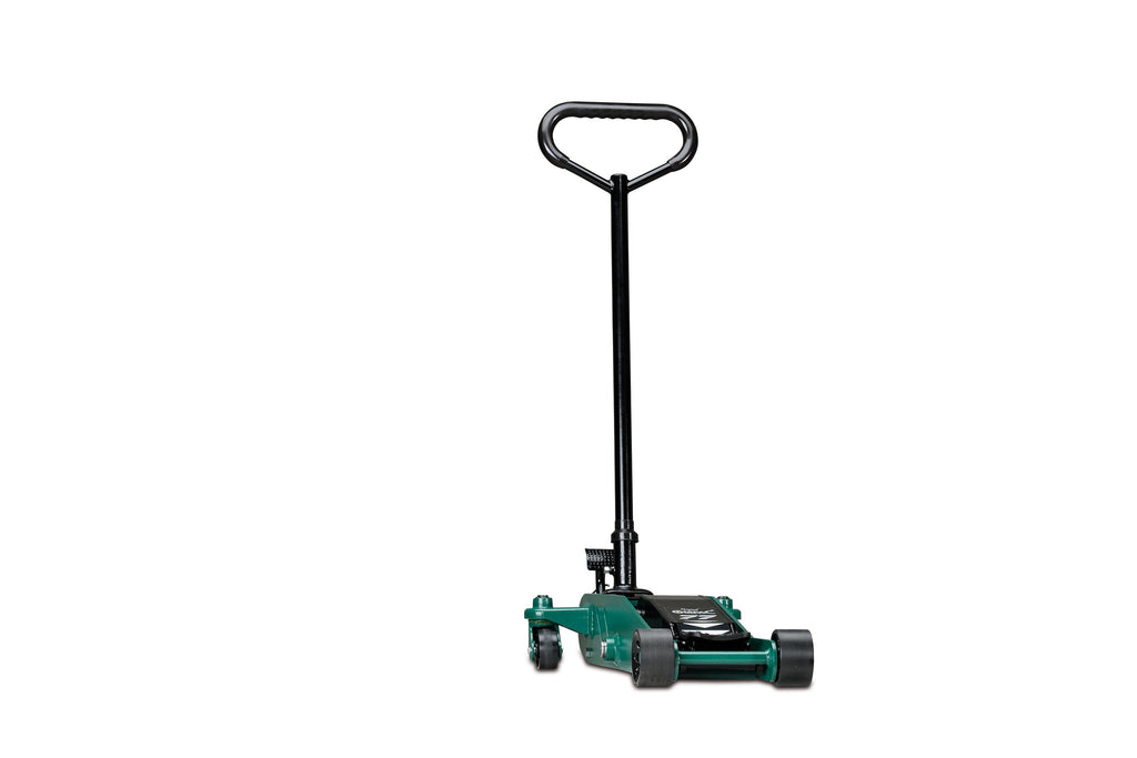 Compac Trolley jack, 2-ton, low entry height mounted with Bogie wheels