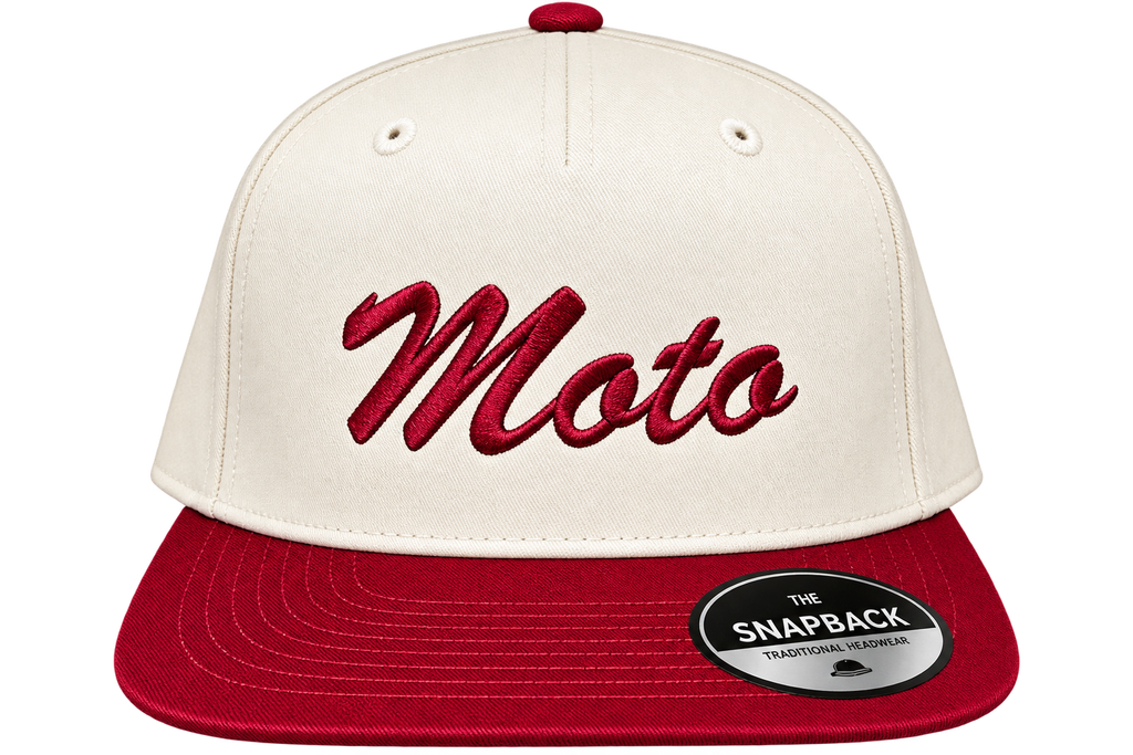 Moto Solutions 5 Panel Cap - Burgundy/Cream, Olive/Cream