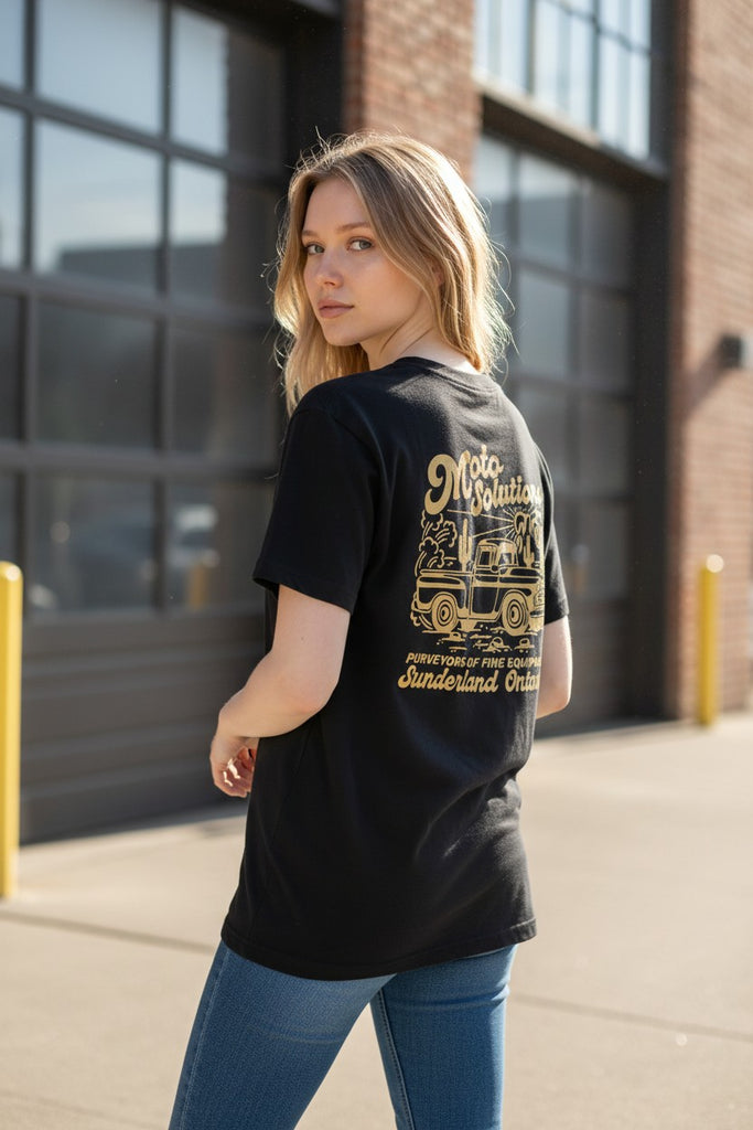 Moto Solutions "Shop Shirt" Cream on Black