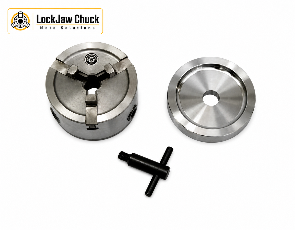 LockJaw Chuck Adapter Kit Standard Jaws, 5 in Plate, Wrench - by Moto Solutions